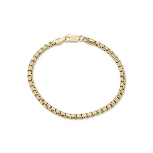 Italian Gold Box Link Chain Bracelet in 14k Gold-Plated Sterling Silver
