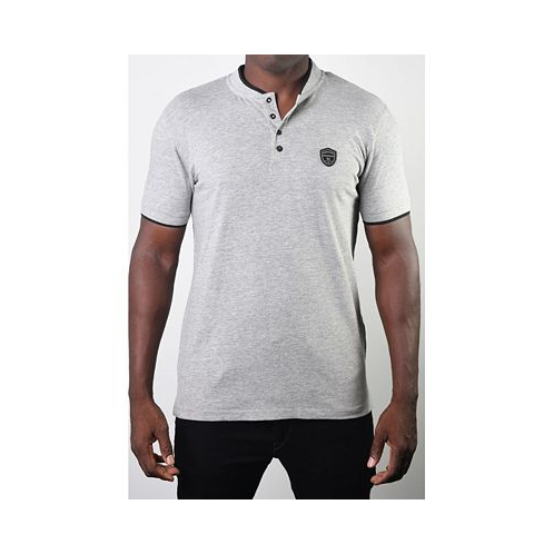 Members Only Mens Teddy Collar Metal Button Polo