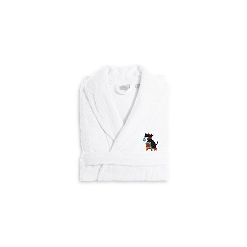 Linum Home Textiles Embroidered Luxury and Terry Bathrobe - Christmas Dog