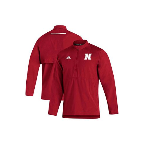 Adidas Mens Scarlet Nebraska Huskers 2021 Sideline Aeroready Quarter-Zip Jacket