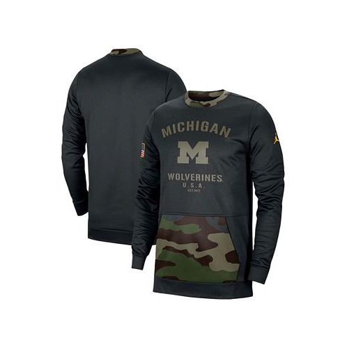 Jordan Mens Black and Camo Michigan Wolverines Military-Inspired Appreciation Performance Pullover Sweatshirt