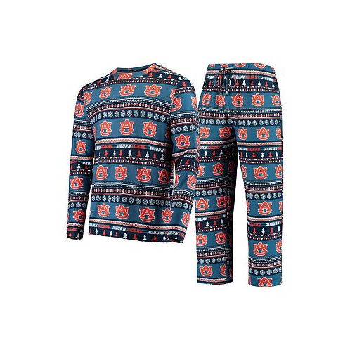 Concepts Sport Mens Navy Auburn Tigers Ugly Sweater Knit Long Sleeve Top and Pant Set