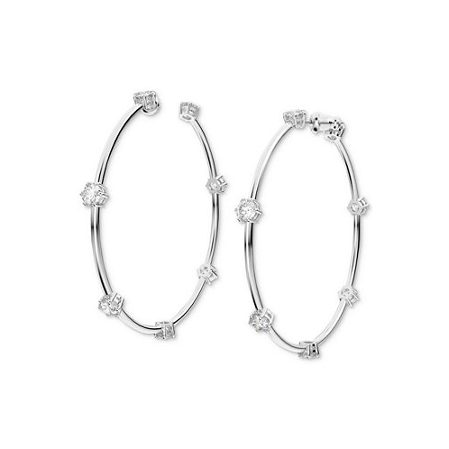Swarovski Silver-Tone Constella Crystal Large Hoop Earrings 2.5
