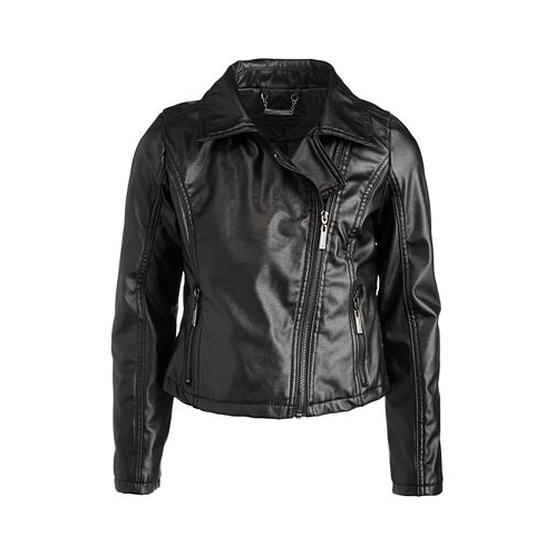 Jou Jou Big Girls Faux-Leather Full-Zip Moto Jacket
