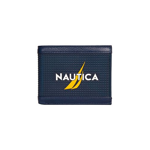 Nautica Mens Logo Rubber Leather Bifold Wallet