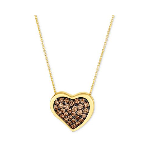 GODIVA x Le Vian Chocolate Ganache Heart Pendant Necklace Featuring Chocolate Diamond (5/8 ct. t.w.) in 14k Gold (Also Available in Rose Gold)