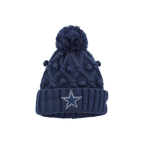 New Era Big Girls Navy Dallas Cowboys Toasty Cuffed Knit Hat with Pom