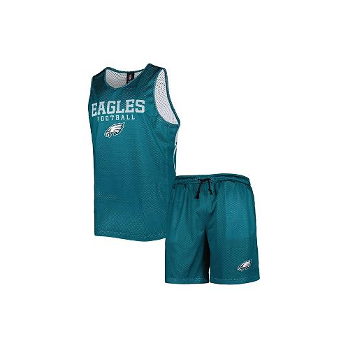 FOCO Mens Midnight Green Philadelphia Eagles Colorblock Mesh V-Neck Top and Shorts Set