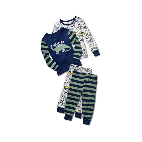 Tahari Toddler Boys Mix n Match Dream Big Long Sleeve Top and Jogger 4 Piece Pajama Set