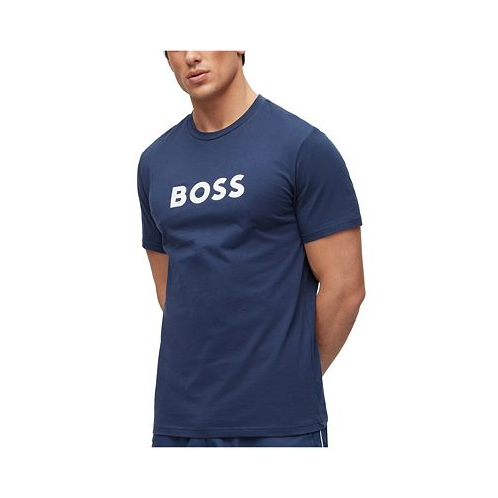 Hugo Boss Mens Cotton Contrast Logo Relaxed-Fit T-shirt