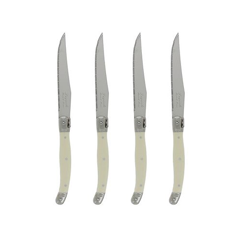 French Home Laguiole Faux Yellow Ivory Steak Knives Set of 4