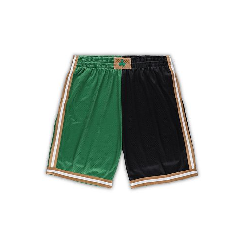 Mitchell & Ness Mens Kelly Green and Black Boston Celtics Big and Tall Hardwood Classics Split Swingman Shorts