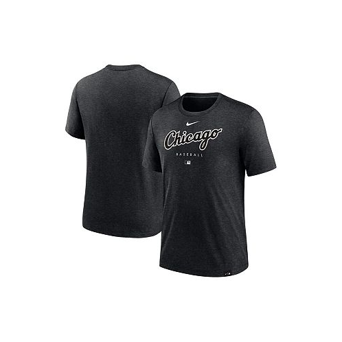 Nike Mens Heather Black Chicago White Sox Authentic Collection Early Work Tri-Blend Performance T-shirt