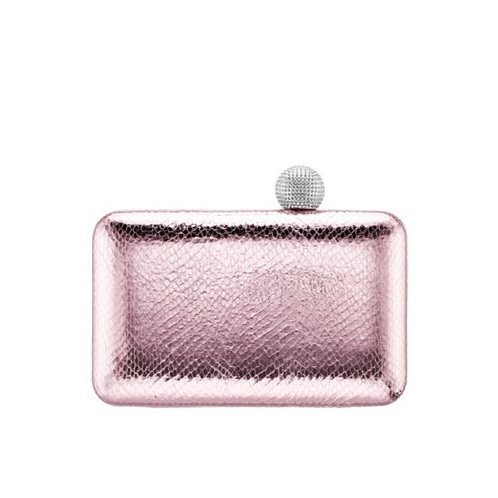 Nina Embossed Snake Minaudiere with Crystal Clasp