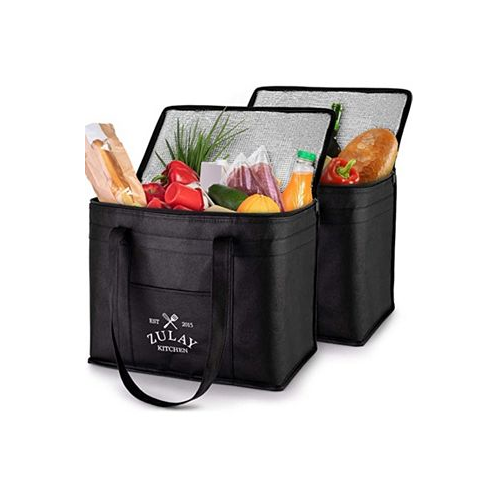 Zulay Kitchen 2 Pack Large Reusable Heavy Duty Collapsible Insulated Food Delivery Bag