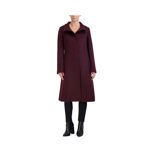 Cole Haan Womens Stand-Collar Single-Breasted Wool Blend Coat