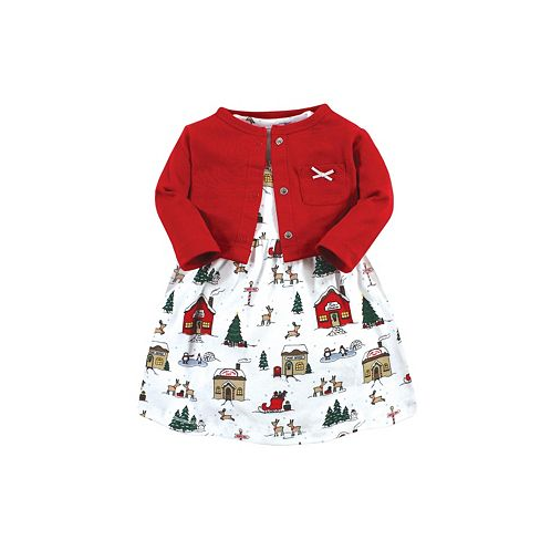 Hudson Baby Toddler Girls Cotton Dress and Cardigan Set North Pole