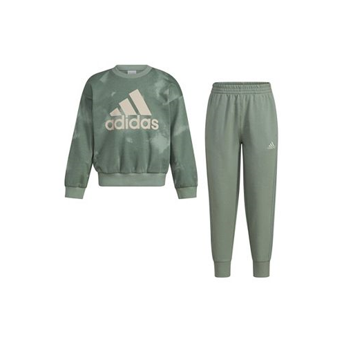 Adidas Little Boys Long Sleeve Printed Crewneck Pullover and Joggers 2 Piece Set