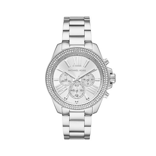Michael Kors Womens Wren Chronograph Silver-Tone Stainless Steel Watch 42mm