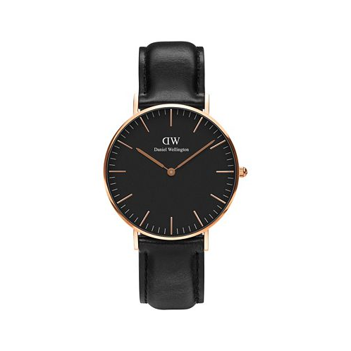 Daniel Wellington Unisex Classic Sheffield Black Leather Watch 36mm