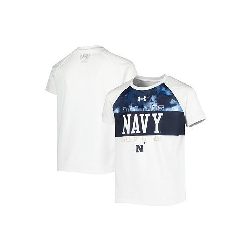 Under Armour Big Boys White Navy Midshipmen Gameday Print Raglan T-shirt