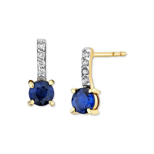 Macys Sapphire (1/2 ct. t.w.) & Diamond Accent Stud Earrings in 14k Gold