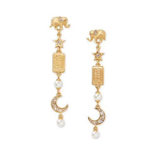 Kate spade new york Gold-Tone Pave & Imitation Pearl Carnival Charm Linear Drop Earrings