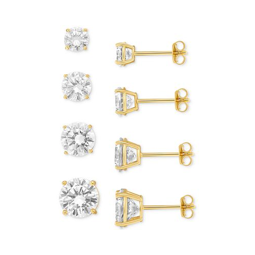 Giani Bernini 4-Pc. Set Cubic Zirconia Graduated Solitaire Stud Earrings in 18k Gold-Plated Sterling Silver