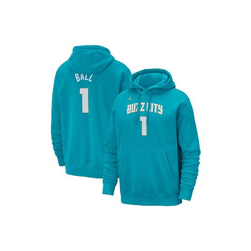 Jordan Mens LaMelo Ball Teal Charlotte Hornets 2023/24 City Edition Name and Number Pullover Hoodie