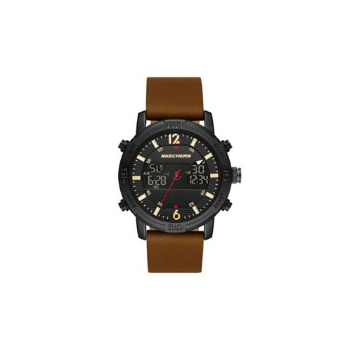 Skechers Redlands Mens 47mm Analog-Digital Watch Brown