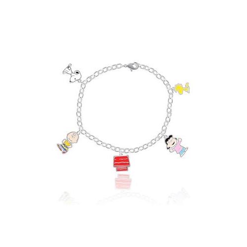 Peanuts Snoopy and Friends Silver Flash Plated Charm Gift Bracelet 7.5