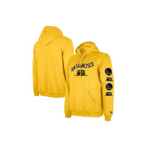 New Era Mens Gold Golden State Warriors Big and Tall 2023/24 City Edition Pullover Hoodie