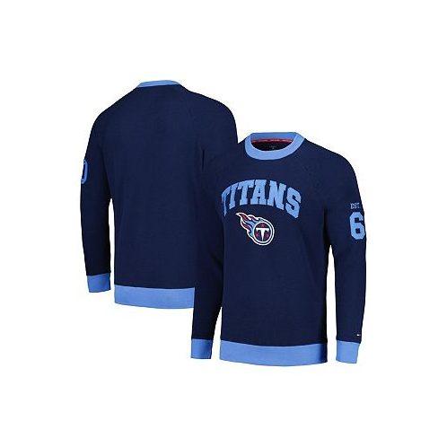 Tommy Hilfiger Mens Navy Tennessee Titans Reese Raglan Tri-Blend Pullover Sweatshirt