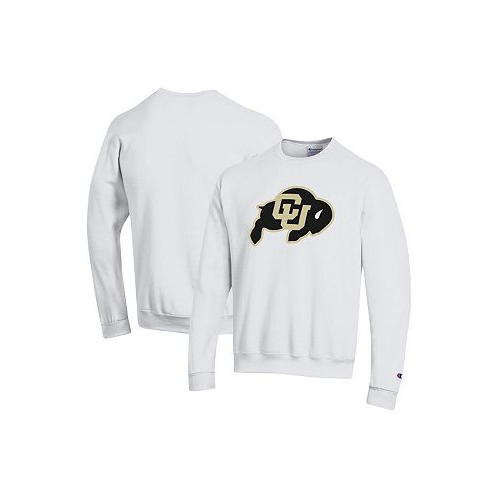 Champion Mens White Colorado Buffaloes Primary Logo Pullover Sweatshirt