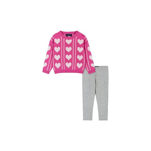Andy & Evan Infant Girls Heart Sherpa Sweater & Legging Set