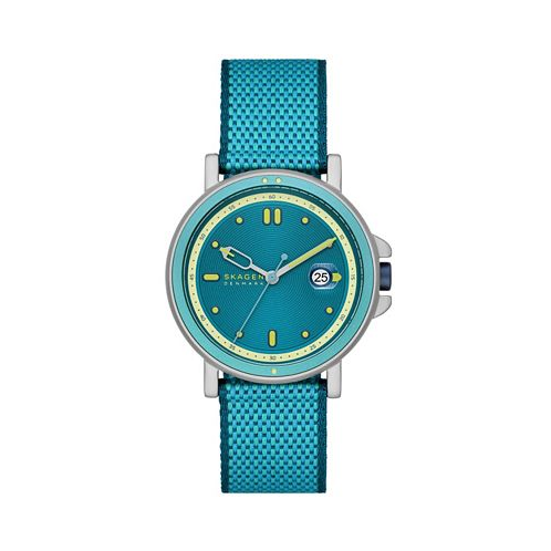 Skagen Mens Signatur Sport LE Three Hand Date Blue Pro-Planet Plastic Watch 40mm