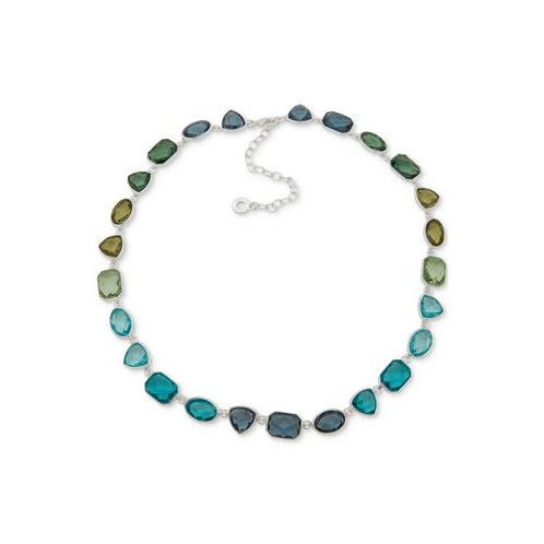 Anne Klein Silver-Tone Crystal Collar Necklace 16 + 3 extender