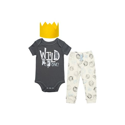 Warner Bros. Where the Wild Things Are Boys Bodysuit & Pants & Hat Gray/Yellow/White