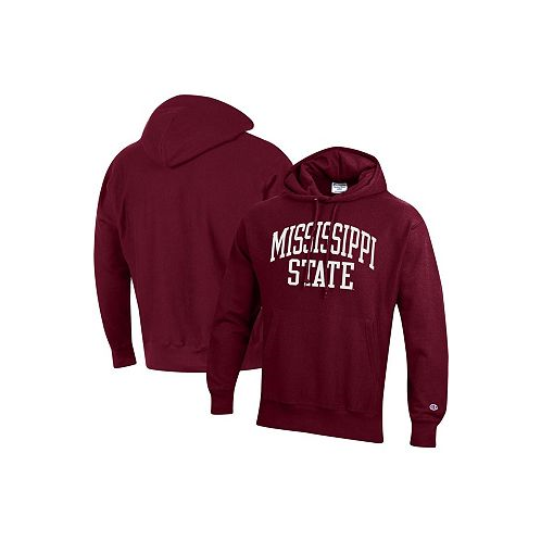 Champion Mens Maroon Mississippi State Bulldogs Team Arch Reverse Weave Pullover Hoodie