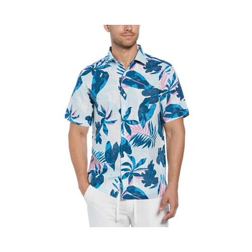 Cubavera Mens Big & Tall Linen Blend Tropical Print Short Sleeve Shirt