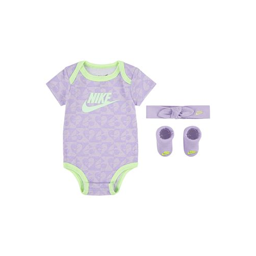 Nike Baby Girls Printed Bodysuit with Booties and Headband Set
