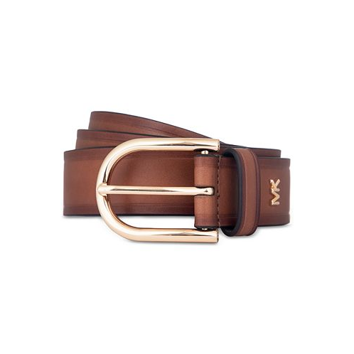 Michael Kors Womens Gold-Tone-Buckle Leather Belt