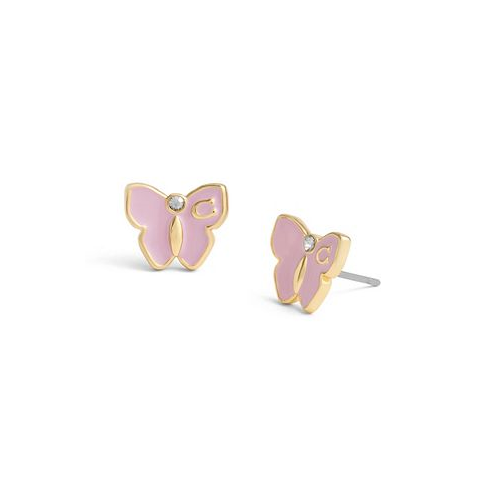 COACH Purple Enamel Signature Butterfly Stud Earrings