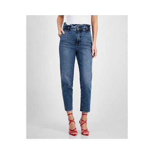 GUESS Womens Nellie Paperbag-Waist Ankle Jeans