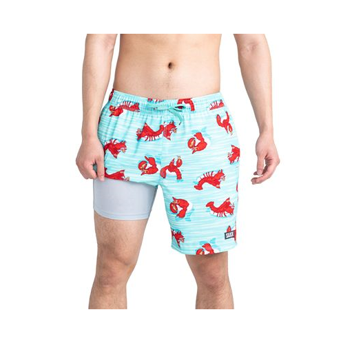 SAXX Mens Oh Buoy 2N1 Lobster Print Volley 7 Swim Shorts
