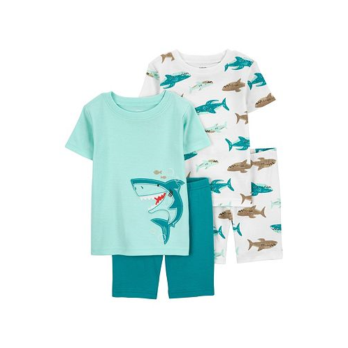 Carters Toddler Boys Shark Snug Fit Cotton Pajama 4 Piece Set