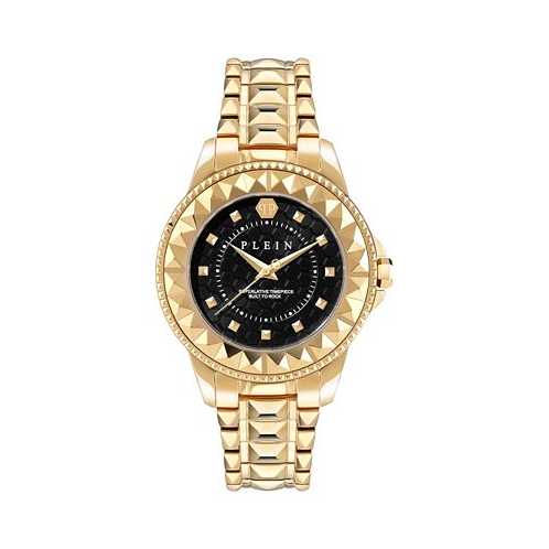 Philipp Plein Womens Lady Rock Gold Ion Plated Studded Stainless Steel Bracelet Watch 38mm