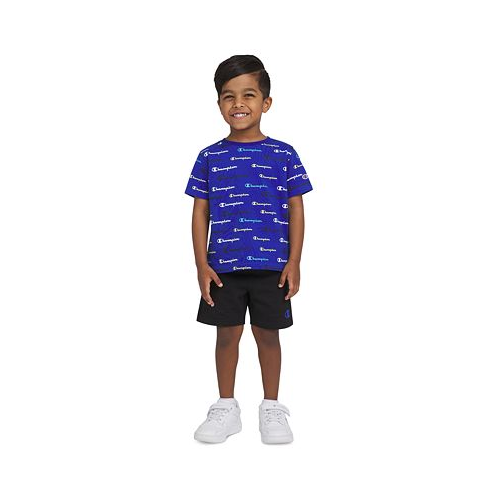 Champion Toddler & Little Boys Short-Sleeve Printed T-Shirt & Fleece Shorts 2 Piece Set