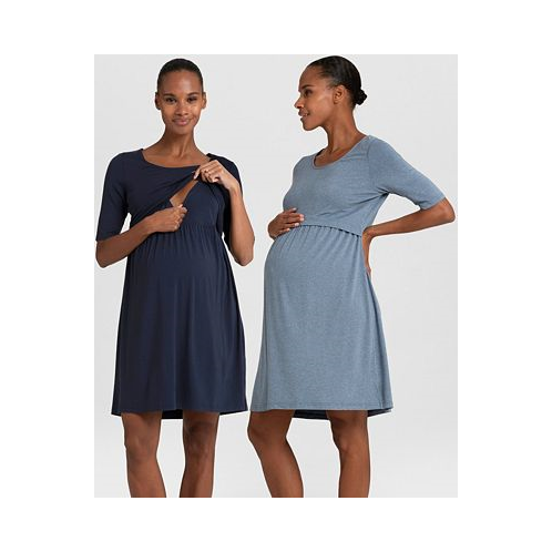 Seraphine Womens Stretch Jersey Maternity and Nursing Nighties Twin Pack