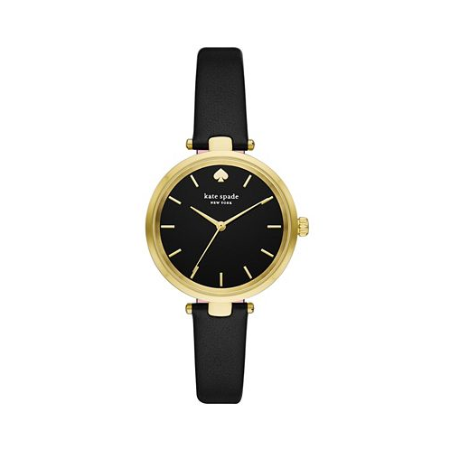Kate spade new york Womens Holland Black Leather Watch 28mm KSW9048
